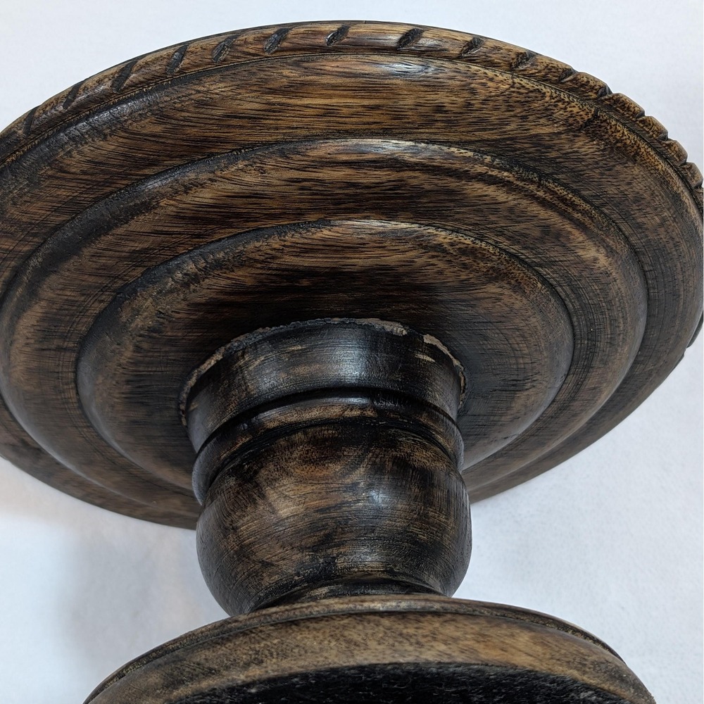 Fitz and Floyd Hand-Carved Wooden Serving Pedestal Cake Stand Decorative 6.75" - Picture 5 of 11